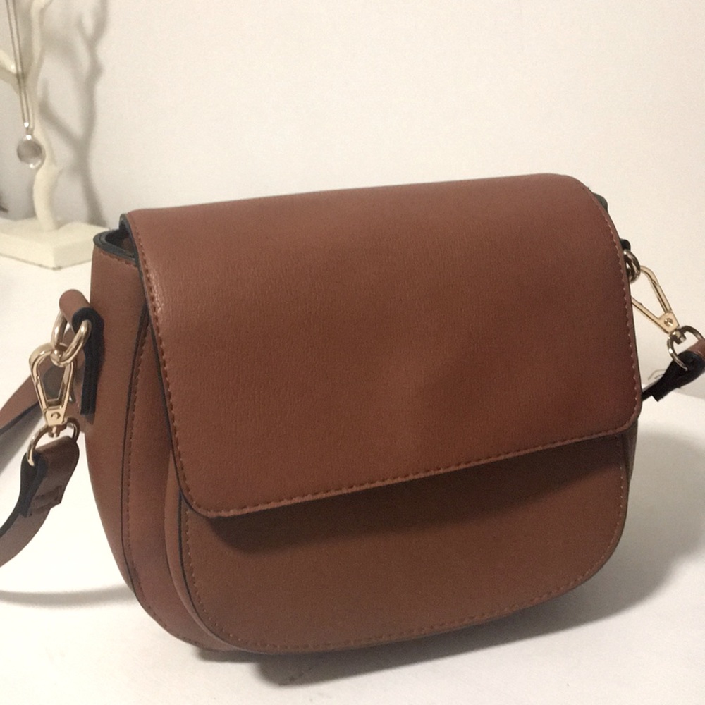 BNWOT Pleather cognac purse